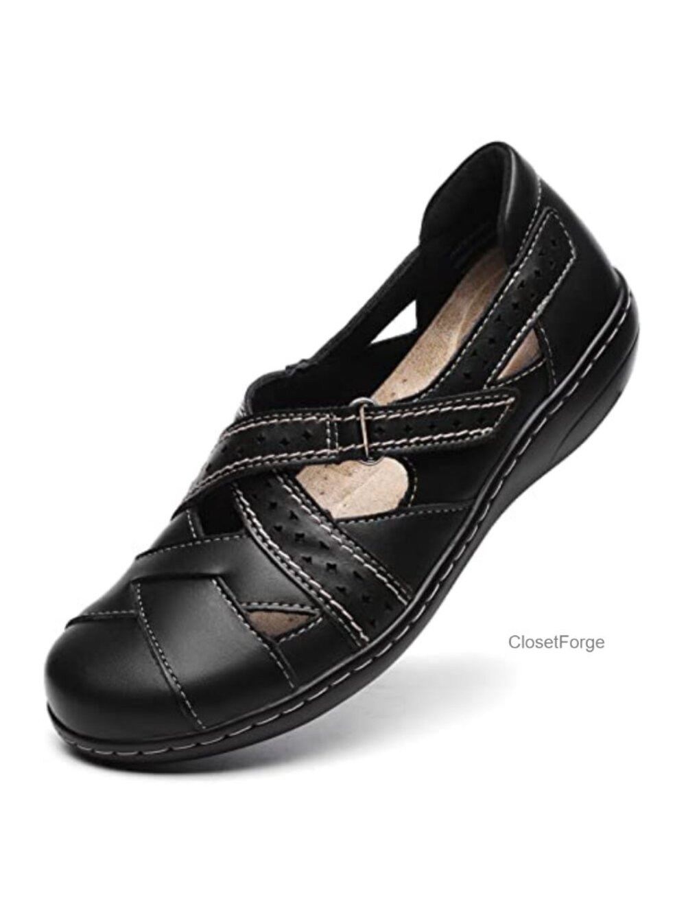 Genuine Leather Women's Loafer Flat, Slip-On Walking Shoe with Memory Foam,
